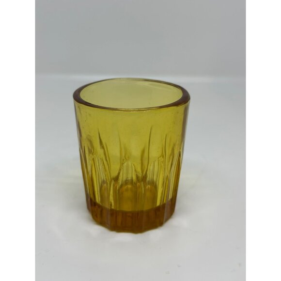 VTG Amber Glass Votive Tea 2.25" Ribbed Bottom Candle Holders - Picture 1 of 7